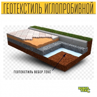 Иглопробивной геотекстиль Вебер.Текс 200 12m2 / Дорнит 200 2х6м / Геотекстиль для дорожного строительства, стоянок и дренажных систем