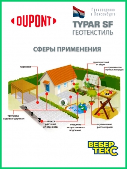 Геотекстиль Typar SF 32 (110 гр/м2), шир. 1.73х50 м.п для дорог, дренажных систем, разделении слоев, тайпар